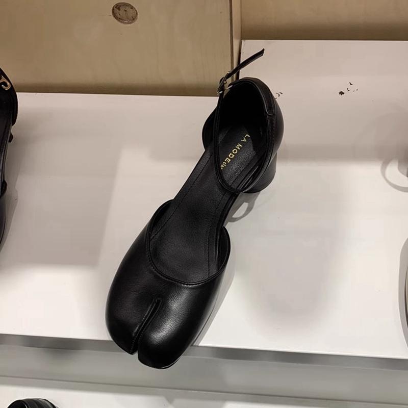 

Fashion SUOJIALUN 2025 New Brand Women Sandal Fashion Split Toe Ankle Starp Ladies Elegant Slingback Shoes High Round Heel Dress Pumps 35 чёрный