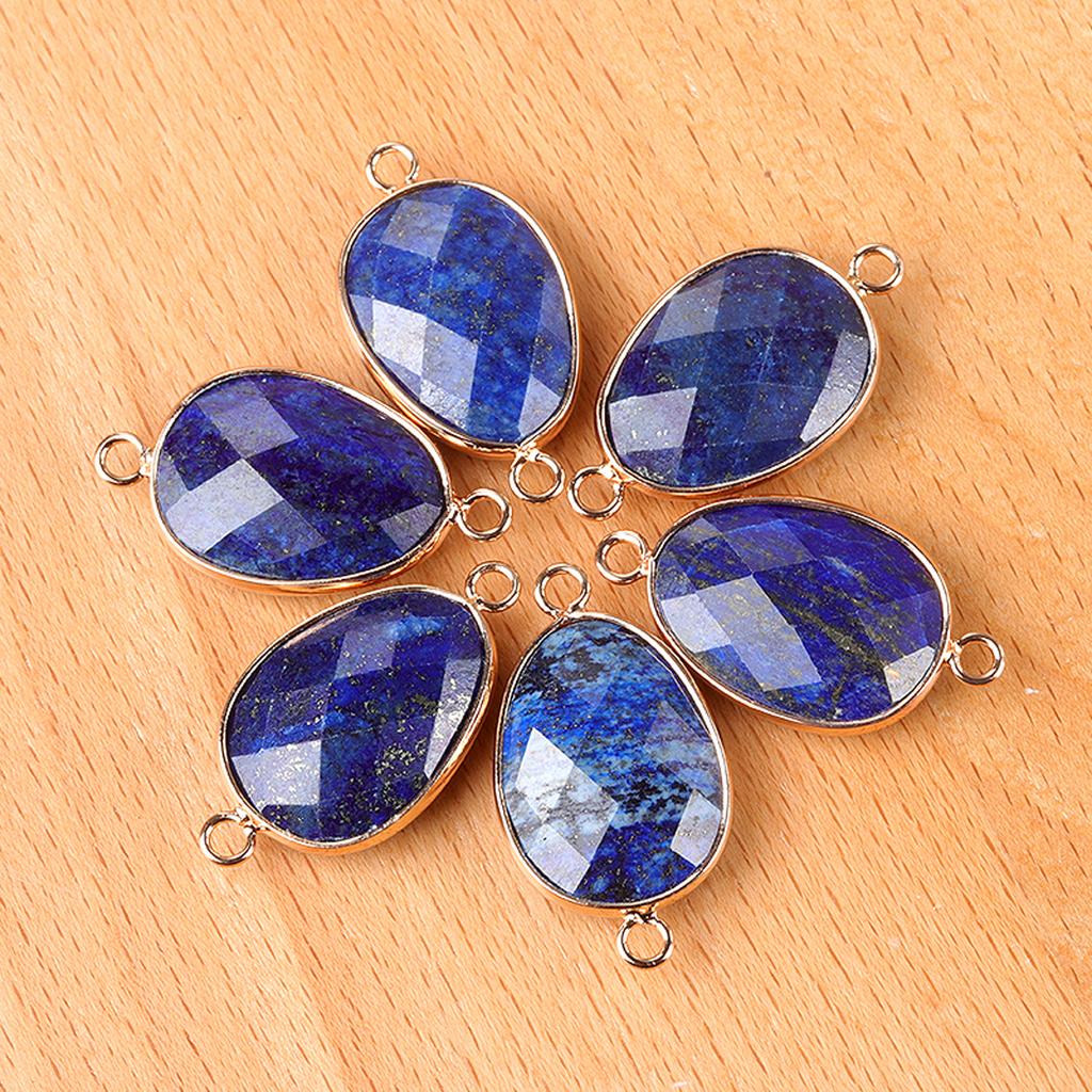 1Pc, Natural Crystal Agate Faceted Irregular Link Connector 23*18mm Zinc Alloy Wrapped Double Ring Stone Charm For Handmade Jewelry Craft Supplies
