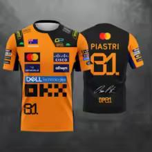 2026 New Jersey Maglietta da Corsa Pilota #1 Lando Norris Pilota #81piastri Fan Abbigliamento Casual Traspirante Magliette per Famiglia Bambini