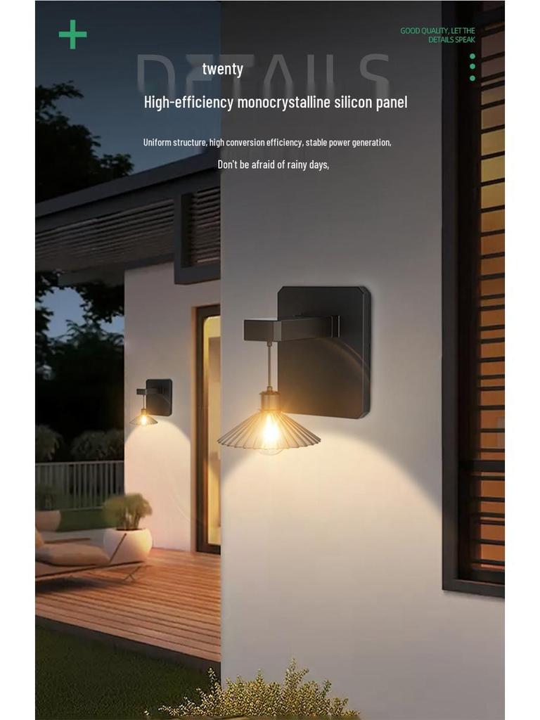 Waterproof Outdoor Solar COB Wall Light for Courtyard and Lawn