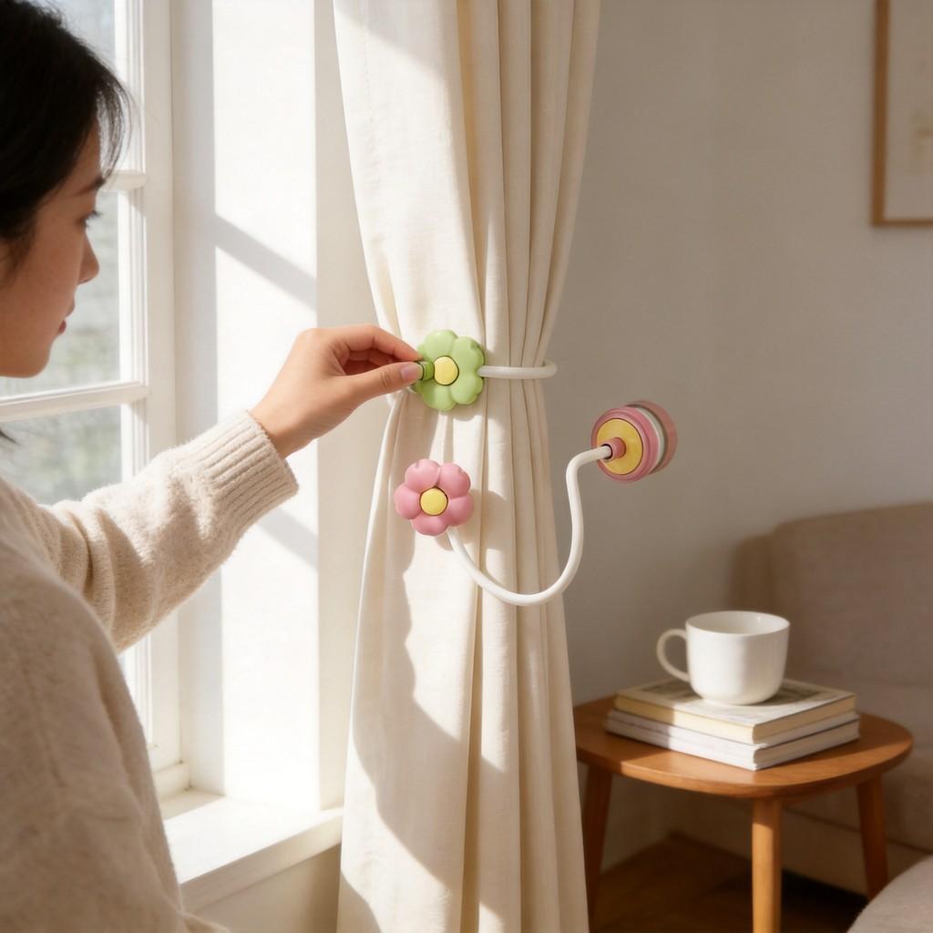 Modern Minimalist Plastic Shower Curtain Hook With Suction Cup For Bathroom Organizer