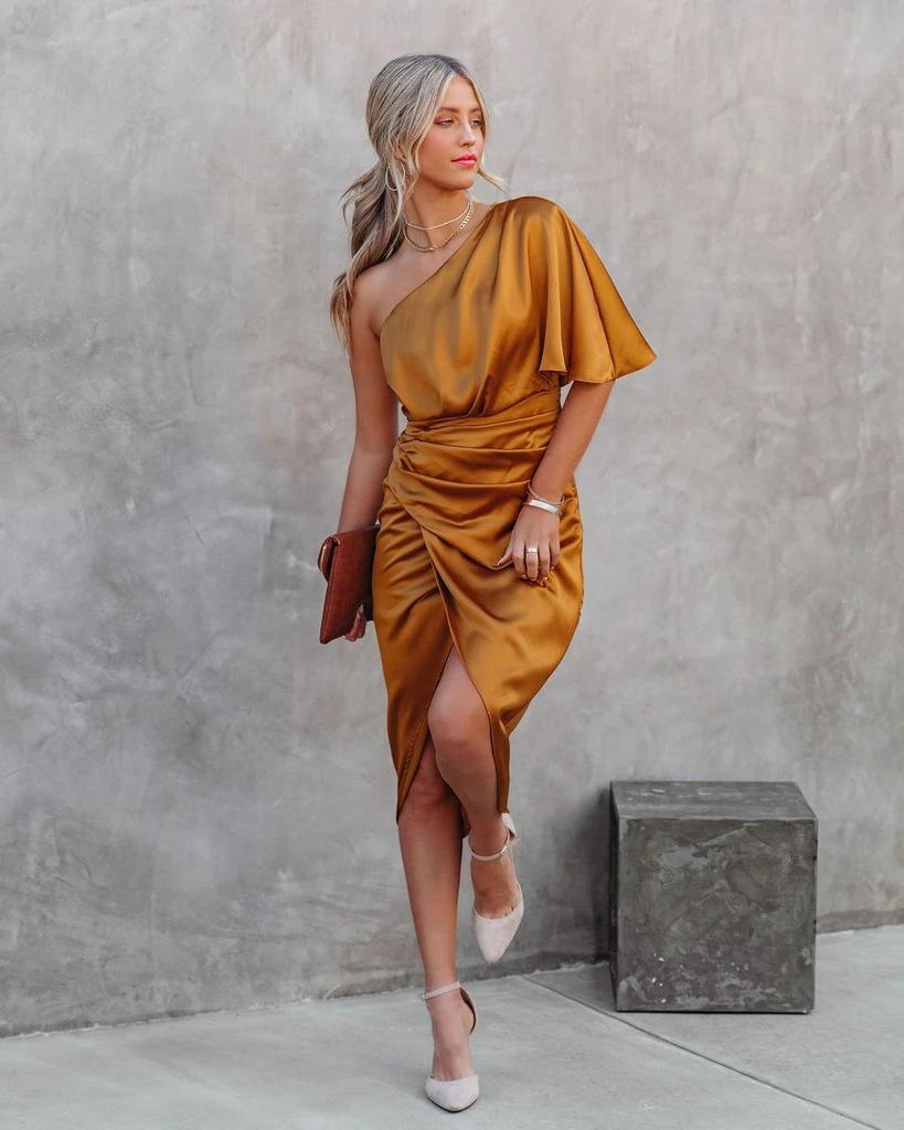 2021 Sexy One-Shoulder Irregular Evening Dress for Women