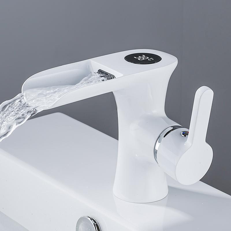 Intelligent Digital Display Hot and Cold Faucet Bathroom Vanity Washbasin Washbasin Hot and Cold Faucet