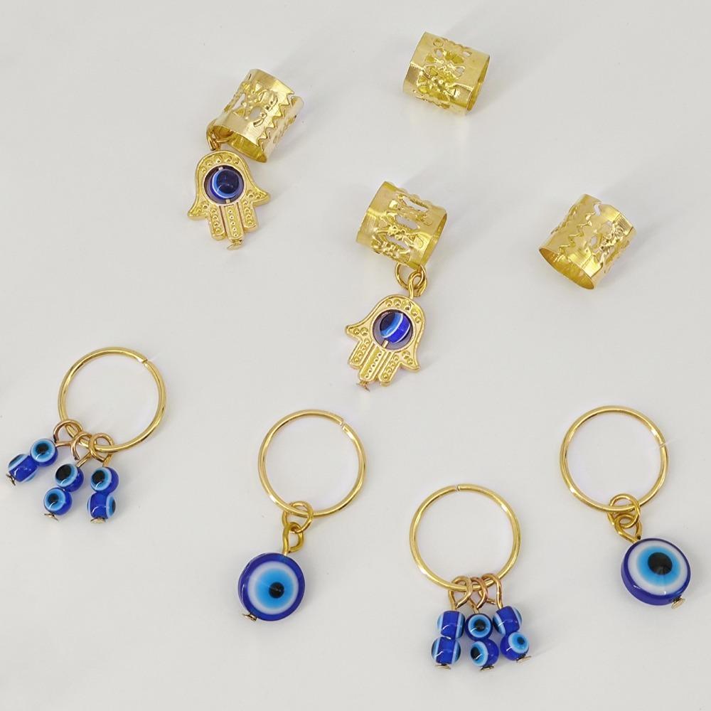 16pcs Dread Locks Hollow Out Hair Ring Evil Eye Hair Braid Tubes Dreadlocks Beads  Men