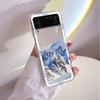 Retro Moon Aesthetic Snow Mountain Luxury Case For Samsung Galaxy Z Flip 3 4 5G Funda Z Flip3 Clear PC Hard Back Phone Coque