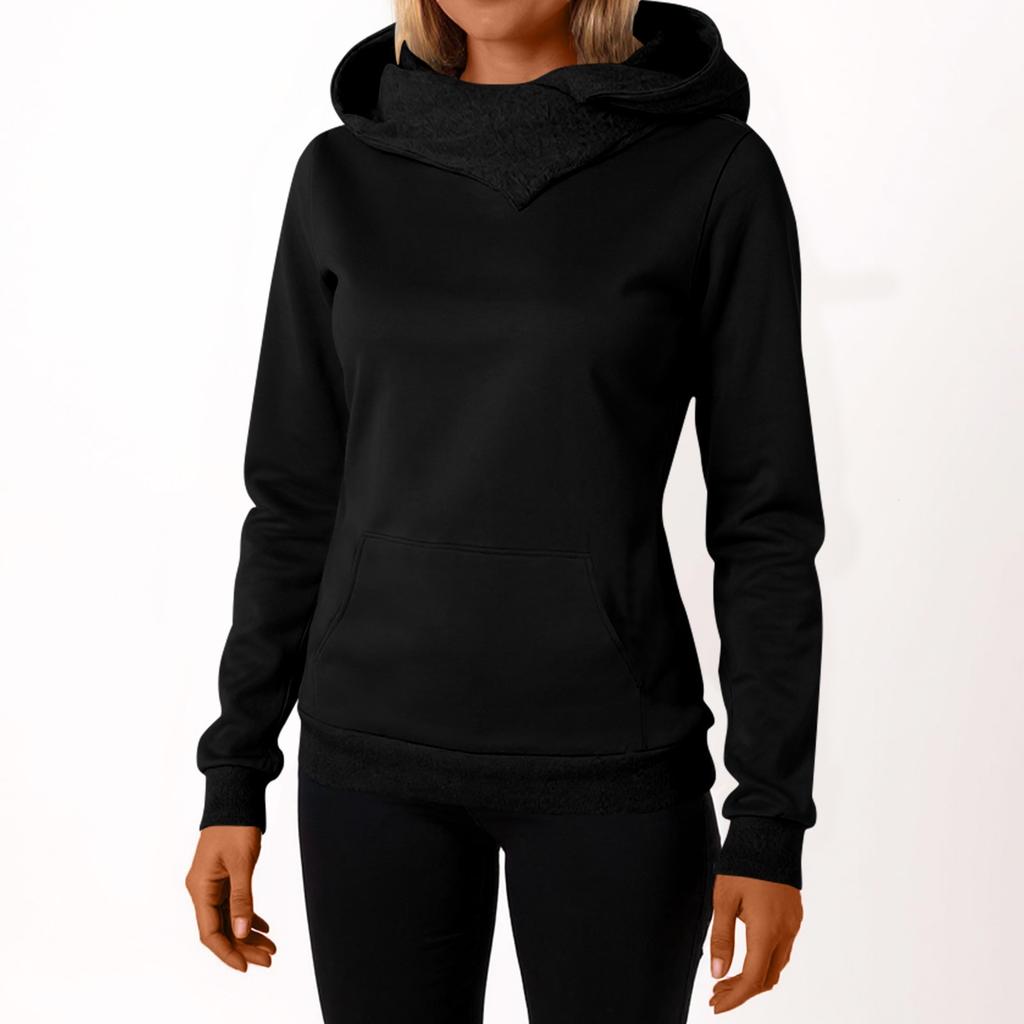 Women's Casual Fashion Sweatshirt Solid Color Hooded Sweatshirt