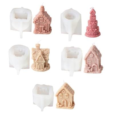 Christmas House Silicone Moulds House Shape Plaster Molds Handmade Candle Molds Ornament Molds for Home Decorations