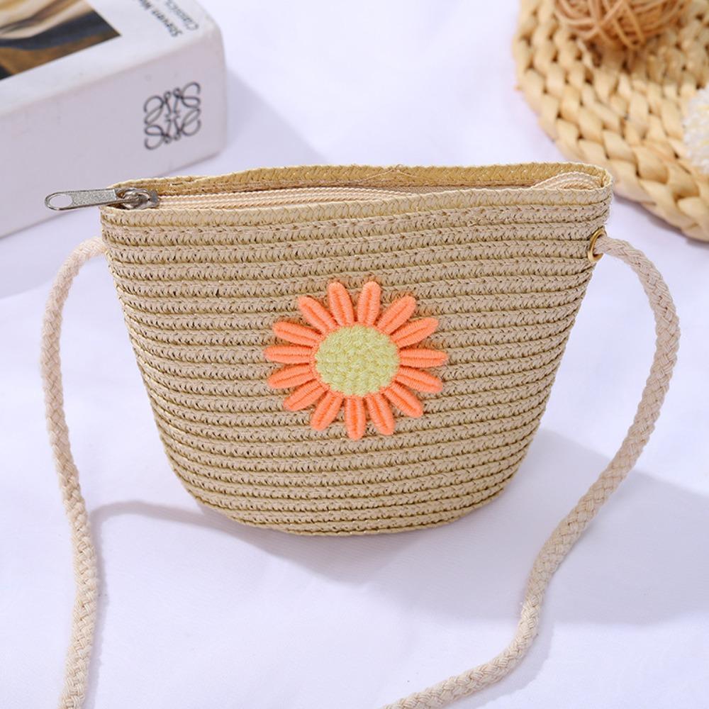 Coin Purse Woven Straw Bag Shell Shape Handmade Summer Beach Bag Shoulder Bags Kid Children