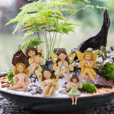 6x Feengarten Zubehör Mini Dekorationen Dekorative Ornamente Engelsstatue Miniatur