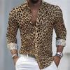 Men's Leopard Print Long-sleeved Shirt, Trendy Retro Slim-fit Turn-down Collar Casual and Stylish Men's Shirt, Sizes