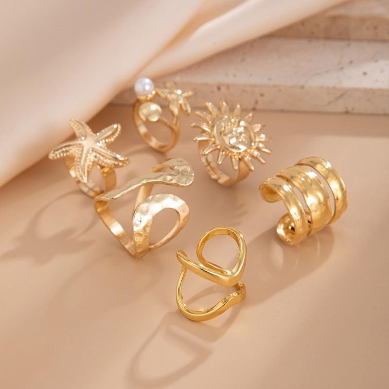 4Pcs Set Creative Scallops Starfish Open Rings for Women and Men Adjustable Knuckles Jewelry In Gold/Silver Color