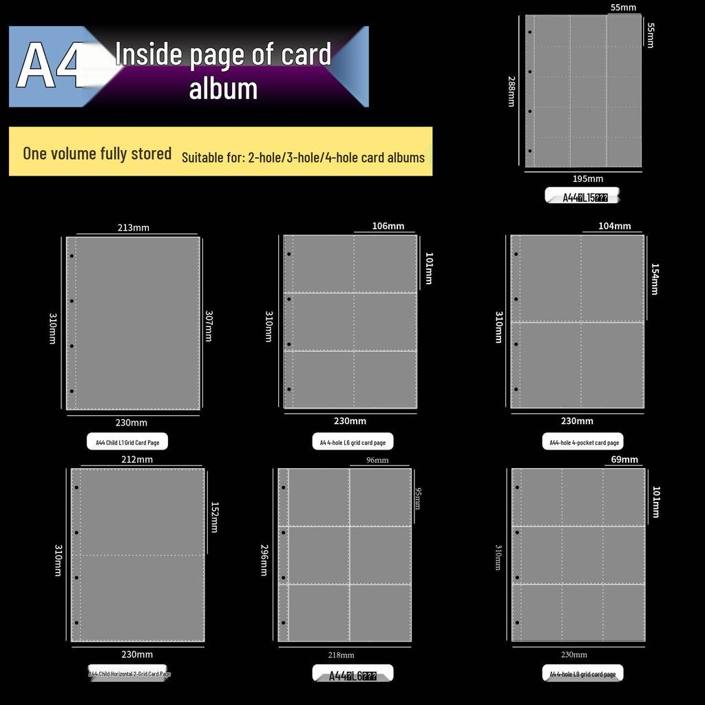 Four-Grid & Nine-Grid Card Album Refill Pages for Loose-Leaf Journals (A4/A5)