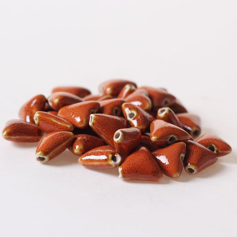 Floral Glaze Triangle Beads 16mm - Irregular Loose Beads for Bracelets