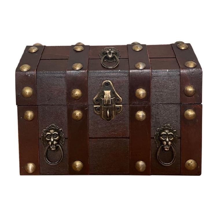 Elegant Wooden Treasures Chest for Collectors Antique Jewelry Storage Box with Lock and Lid Home Decoration Accessories