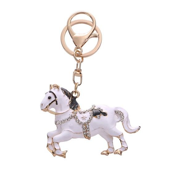 Keychain Pendant Horse Shape Rhinestone Inlaid Key Chain Diverse Color Backpack Keyring Key Accessory