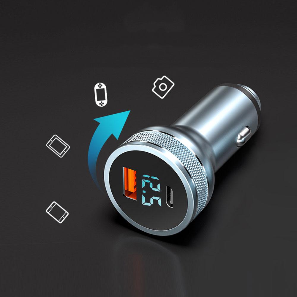 USB / Typ-C Autoladegerät Quick Charge 3.0 Schnelllade-Ladegerät für iPhone 13 Samsung Huawei Typ-C QC PD Handy-Ladegerät