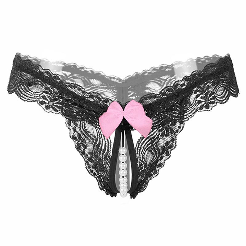 Erotic Girls Crotchless Gifts Lingerie Sexy Underwear Temptation Female Massaging Pearl Open crotch Women Panties G Strings Bead Laces Hot  Unique