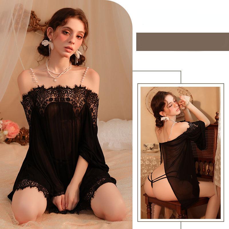 Women Sexy Pajamas Erotic Lace Night Dress Hot Exotic Cotumes Babydolls Transparent Dress Sexy Lingerie Hot Nightdress Porn