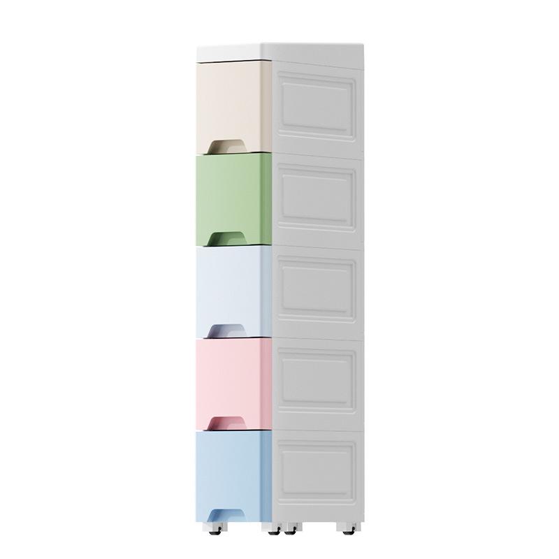 Thick 25cm Ultra-Narrow Storage Cabinet: Kitchen & Bathroom Plastic Drawer Shelf