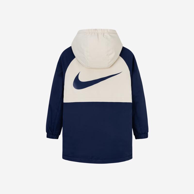 NIKE Kids' Unisex Mid-Length Color-Blocked Hooded Padded Jacket