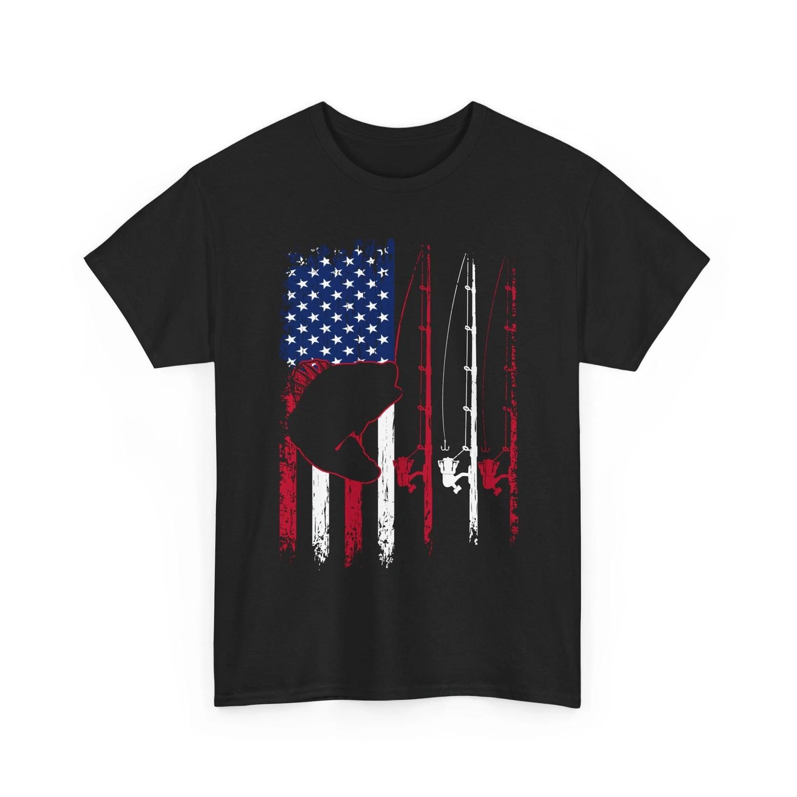 American Flag Fishing Rods Fish Shirt, Fisherman Fishing Season Lovers Shirt XL