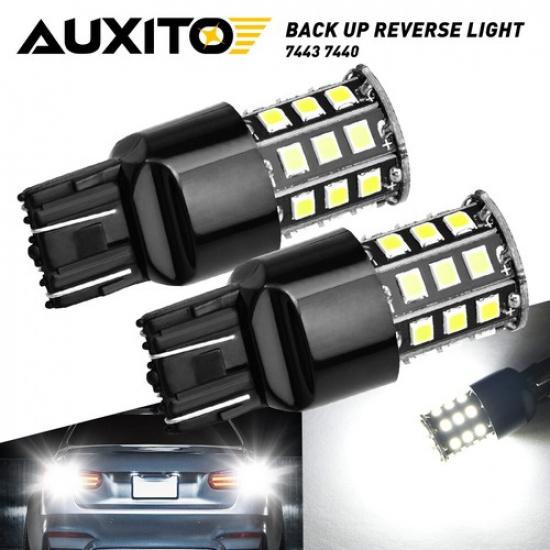 2pcs 7443 7440 7444 White LED Turn Signal Parking DRL Light Bulbs
