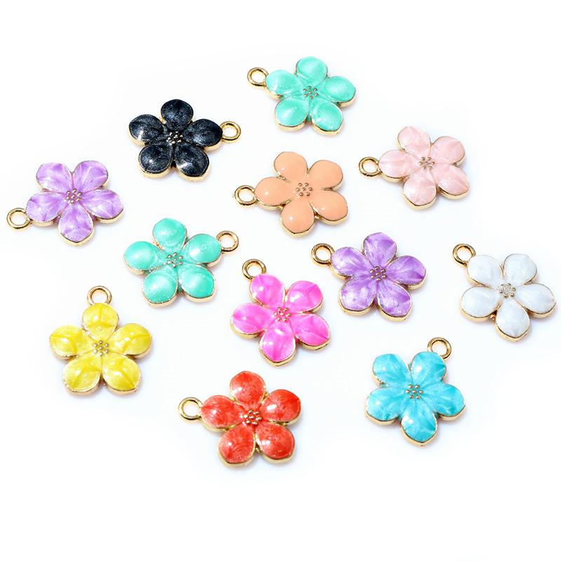 20pcs 17x14mm Flower Charms Pendant Enamel Alloy Small Cute Flower Charms DIY Jewelry Accessories Findings for Necklace Earrings