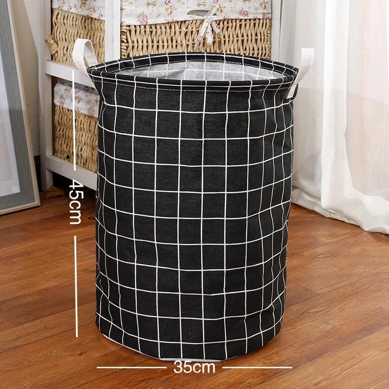 Folding Dirty Laundry Basket 1 PC Kids Toys Organizer Waterproof  Cotton Linen Large Capacity Clothes Storage Bag Laundry Basket
