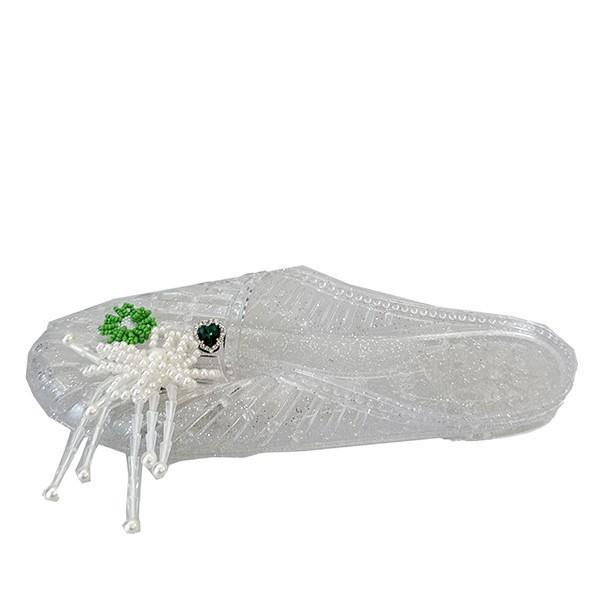 Kristallen schoenen sandalen dames platte zool transparant semi-sleep bovenkleding schoenen bloem gelei schoenen zachte zool coole slippers tas hoofd bovenkleding dames