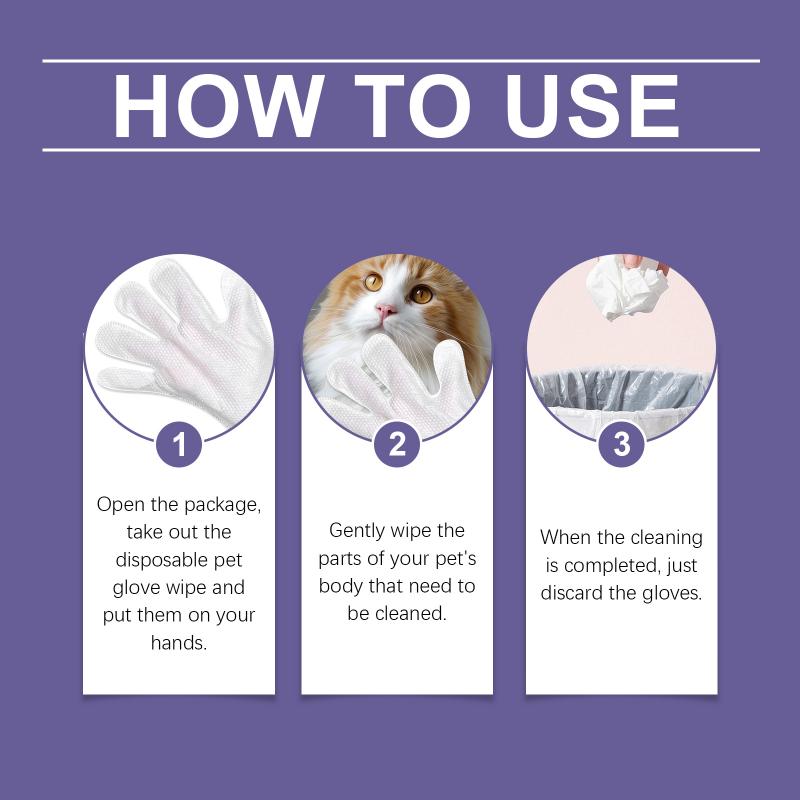 Disposable Pet Hygiene Gloves Gentle Cleaning Remove Odor Bath-Free Grooming Supplies For Pets