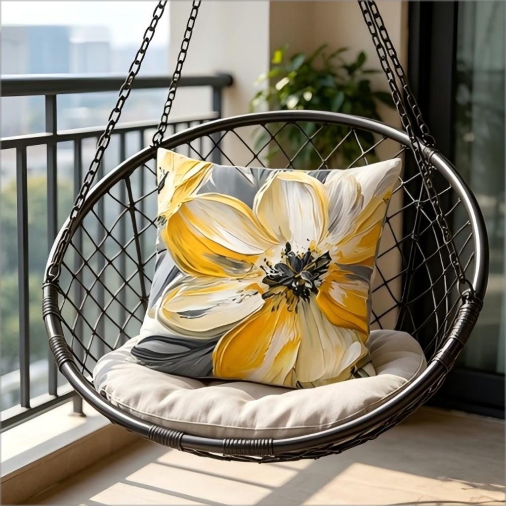 Yellow White Floral Pillow Cover Oil Painting Print Abstract Flower Cushion Case For Sofa Bed Couch Modern Art Home Decor