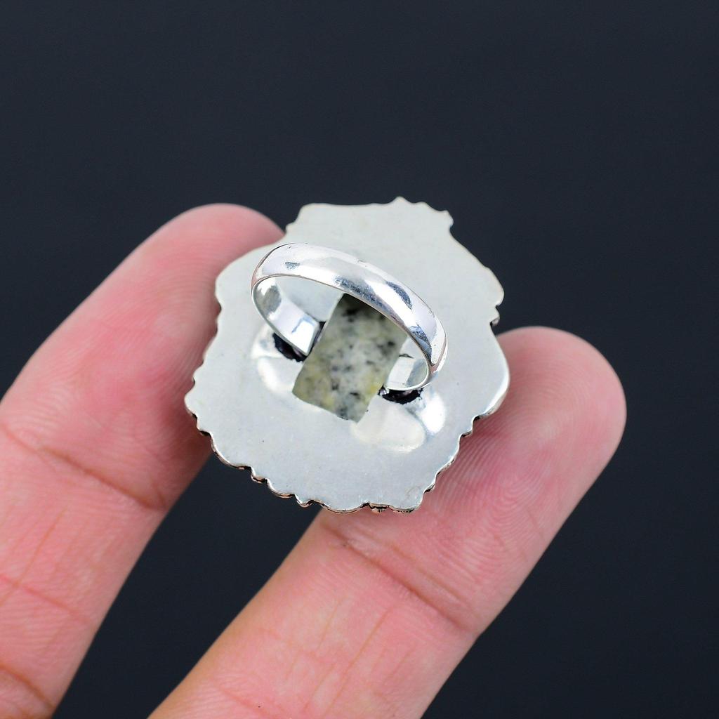 Radiant K2 Jasper Gemstone Sterling Silver Mother Statement Ring Jewelry US 6.5