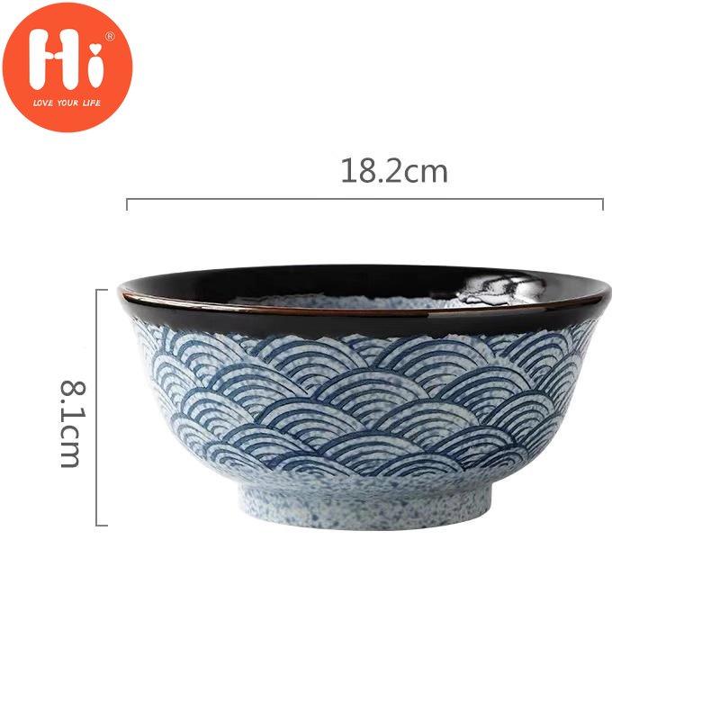 Hi Japanese Style Ceramic Rice Bowl Ramen Bowl Salad Noodle Soup Bowl Restaurant Steak Plate Kitchen Tableware Home Decoration