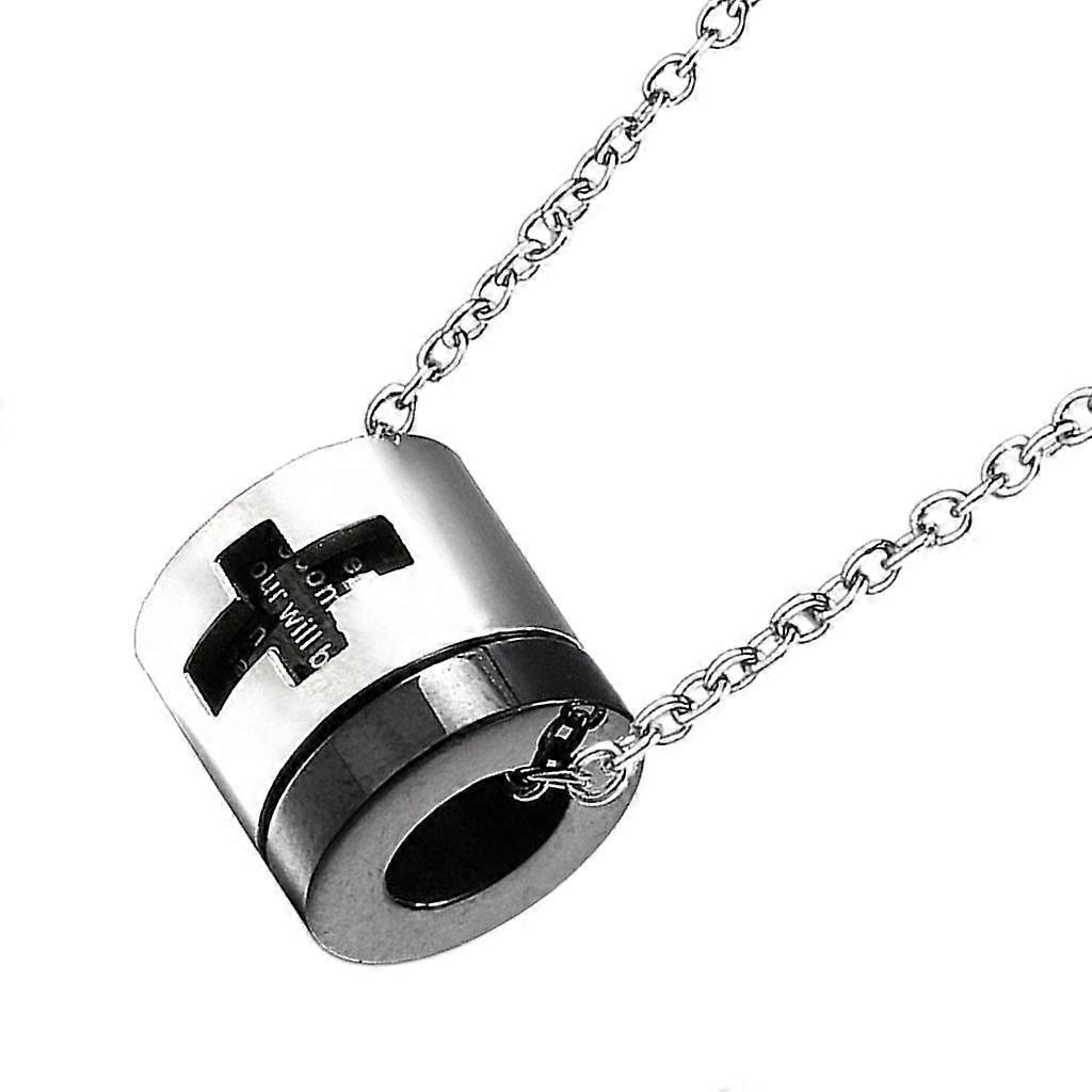 4xStainless Steel Charm Cross Pendant Necklace with Bible Verse Lord Prayer 1