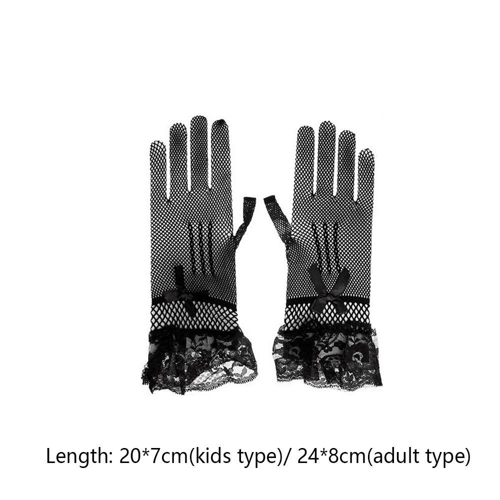 Short Women Lace Mesh Gloves Thin Etiquette Dress Gloves Holiday Princess Birthday Party Gloves