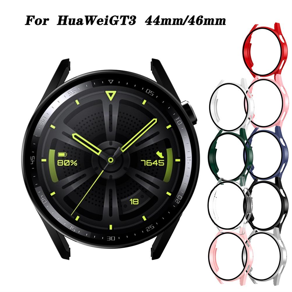 Smartwatch Full Cover Case with Tempered Glass Film Smartwatch Screen Protector Case for GT3 46mm Black