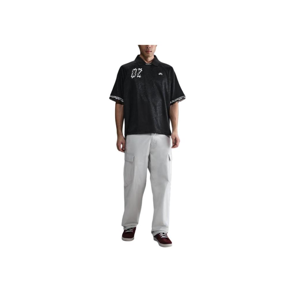 Nike Buchstabenlogo Bestickt Locker Geschnittenes T-Shirt Herren Oberteile Schwarz HJ2966-010