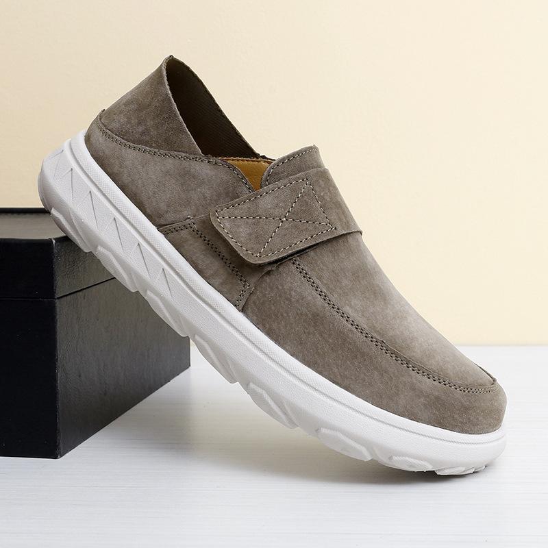 

24 осенние новинки, интернет-знаменитости, из первого слоя кожи, ленивые слипоны, удобная мягкая подошва, мужские повседневные туфли Doudou 38 хаки