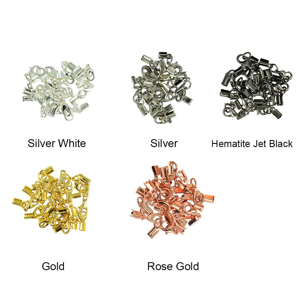 24 Pieces Multicolor Lobster Claw Clasp Leather Crimp Cord Clip Ends Crafts