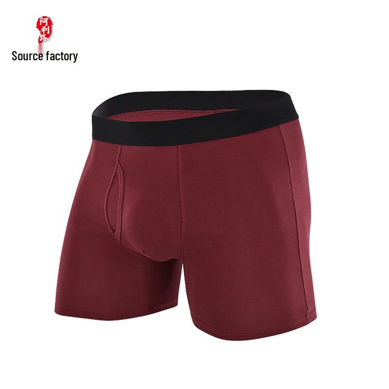 British Style Men's Breathable Cotton Boxers - Plain Color & Relaxed Fit