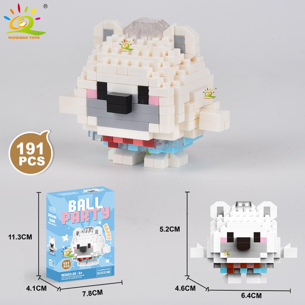 HUIQIBAO MOC Tier Mikro-Baustein Mini Niedlich 3D Diamant Modellstein DIY Stadtbau Spielzeug für Kinder Schreibtischdekoration