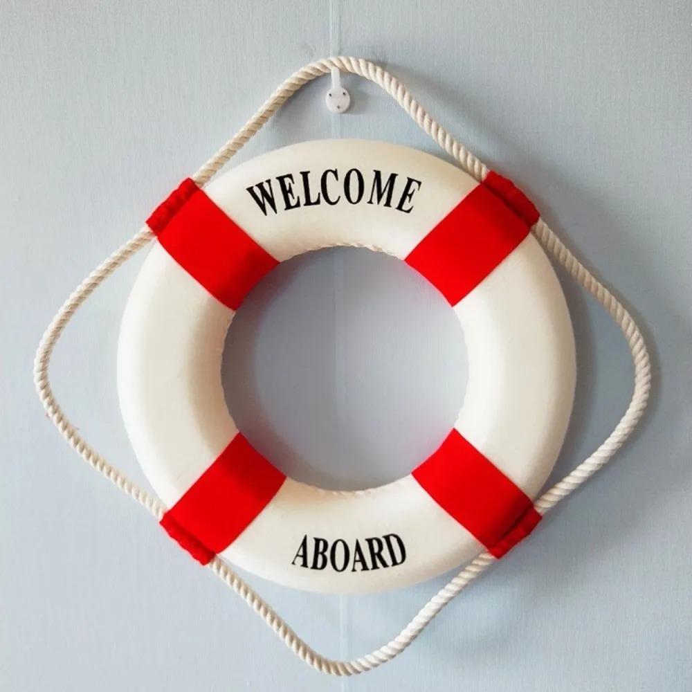 Wall Ornament Life Buoy Foam Aboard Nautical Life Lifebuoy Ring Boat Wall Hanging Mediterranean Style Home Decoration