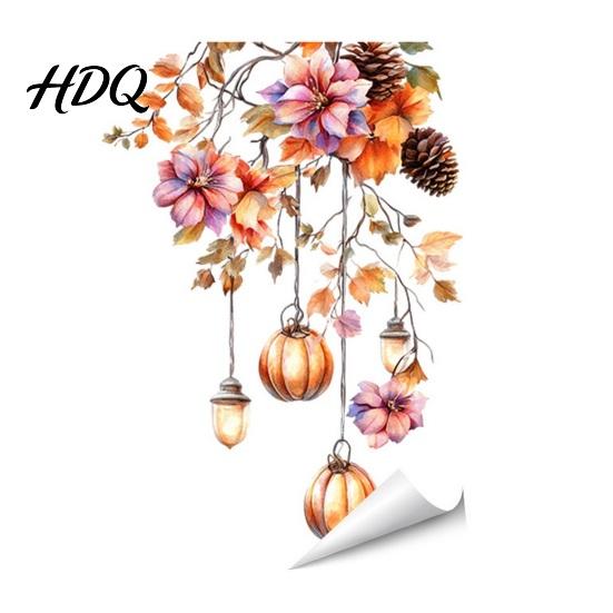 Reusable Window Stickers Fall Thanksgiving Static Clings Autumn Pumpkin Maple Leaf Floral Glass Decals Decals Removable Harvest Season for Home Shop
