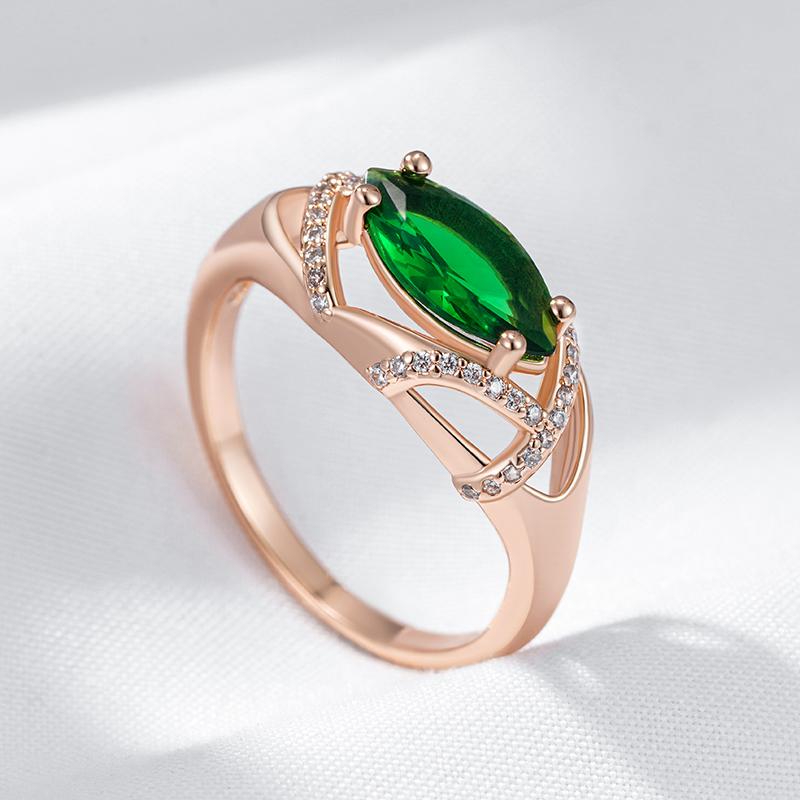 Rose Gold Color Rings For Women Unusual Green Natural Zircon Accessories Bride Wedding Vintage Fine Jewelry