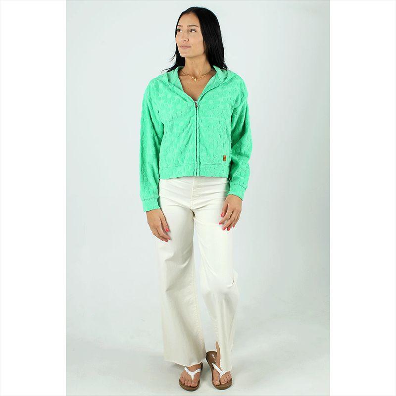 

Оригинальный заказ внешней торговли Qui * Et Storm Разноцветный кардиган с капюшоном на молнии, верхняя одежда, худи с текстурой ромашки Green L