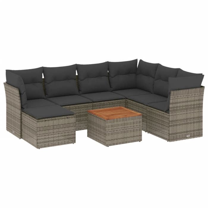 VidaXL Garden Lounge Set with Cushions 8 Pcs, Patio Sofas, Patio Furniture Set, Outdoor Furniture, Grey 3256095