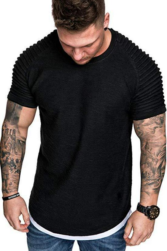 Men s Casual Solid Color Short Sleeve T-Shirt for Summer 3XL