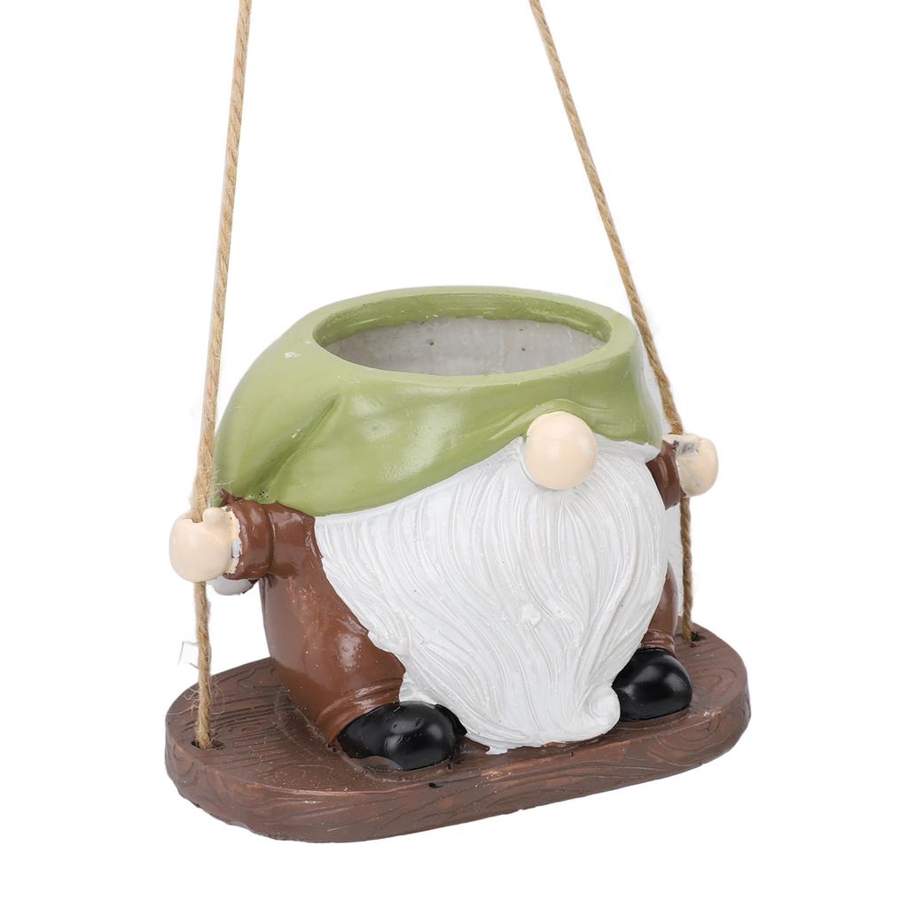 Swing Plant Pot Resin Cute Faceless Gnome Figurine Decorative Hanging Planter for Indoor Outdoor
