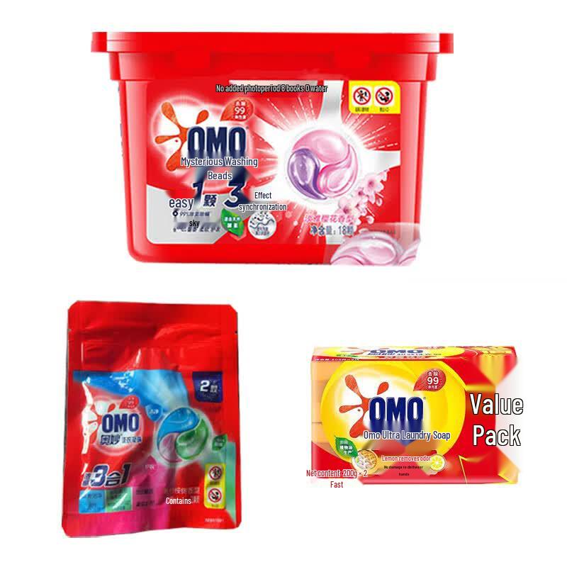 OMO Elegant Cherry Blossom Laundry Pods & Lemon Soap Bundle
