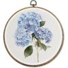 Sufamb Blue Hydrangea Round Wall Art Decor, Blue Hydrangea Floral Botanical Canvas Artwork Framed, Rustic Cottagecore Flower Wall Hanging Prints